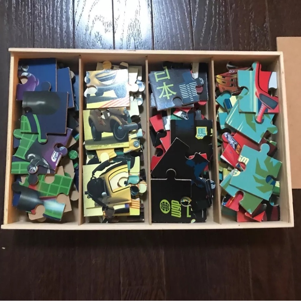 Disney Cars 2 Wood Puzzle Lot of 4 in storage box - Picture 10 of 12